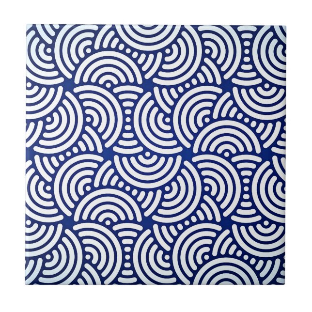 Blue Deco Japansk kurva Kakelplatta (Framsidan)