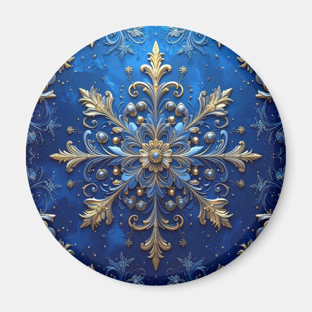 Blue Decorative Christmas Holiday Magnet (Framsidan)