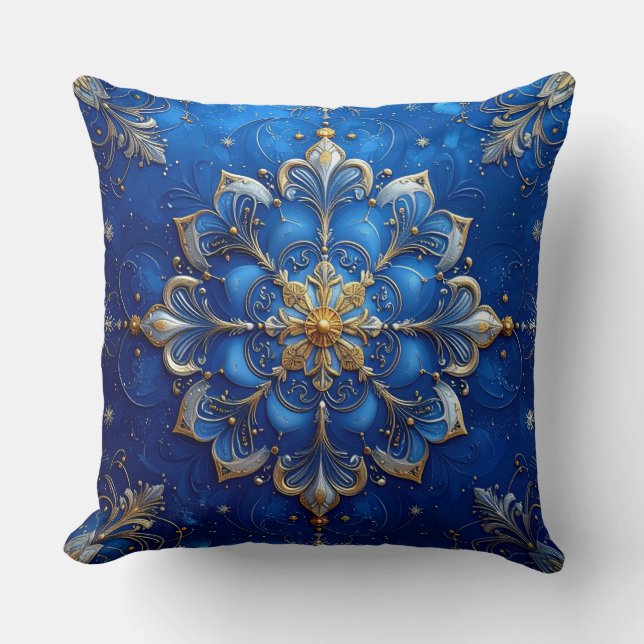 Blue Decorative Christmas Throw Pillow Kudde (Framsida)
