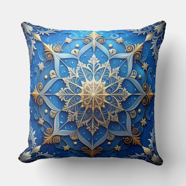 Blue Decorative Christmas Throw Pillow Kudde (Framsida)