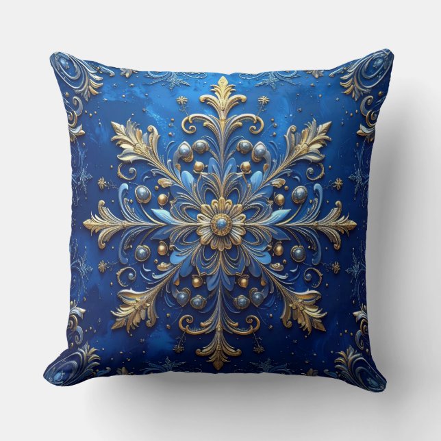 Blue Decorative Christmas Throw Pillow Kudde (Framsida)