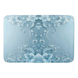 Blue Decorative Floral Bath Mat Badrumsmatta
