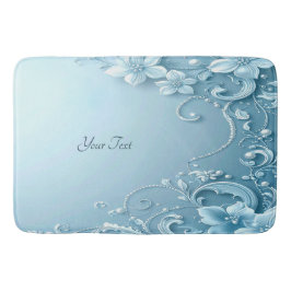 Blue Decorative Floral Bath Mat Badrumsmatta
