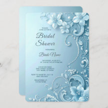 Blue Decorative Floral Bridal Shower