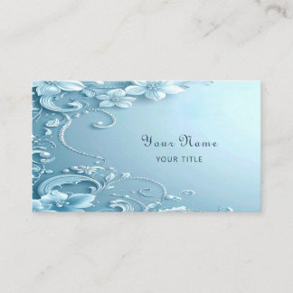Blue Decorative Floral Business Card Visitkort