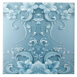 Blue Decorative Floral Ceramic Tile Kakelplatta
