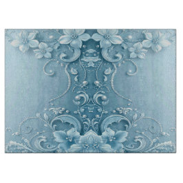 Blue Decorative Floral Cutting Board