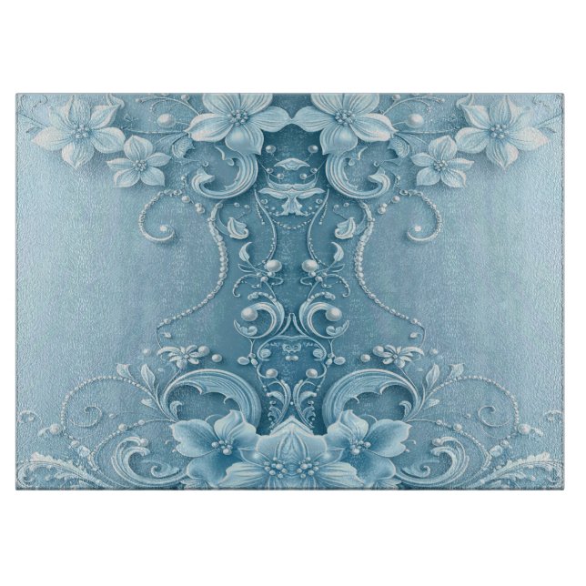 Blue Decorative Floral Cutting Board (Framsidan)