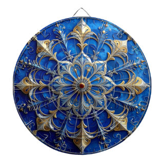 Blue Decorative Floral Dartboard Darttavla