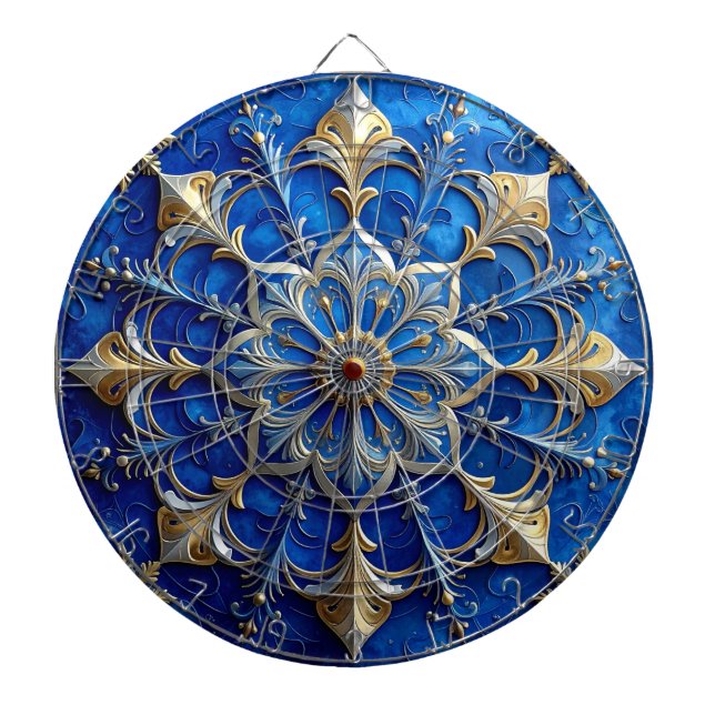 Blue Decorative Floral Dartboard Darttavla (Framsidan)