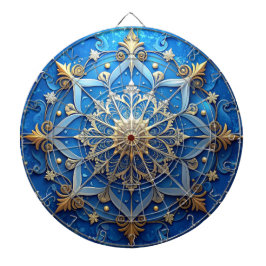 Blue Decorative Floral Dartboard Darttavla