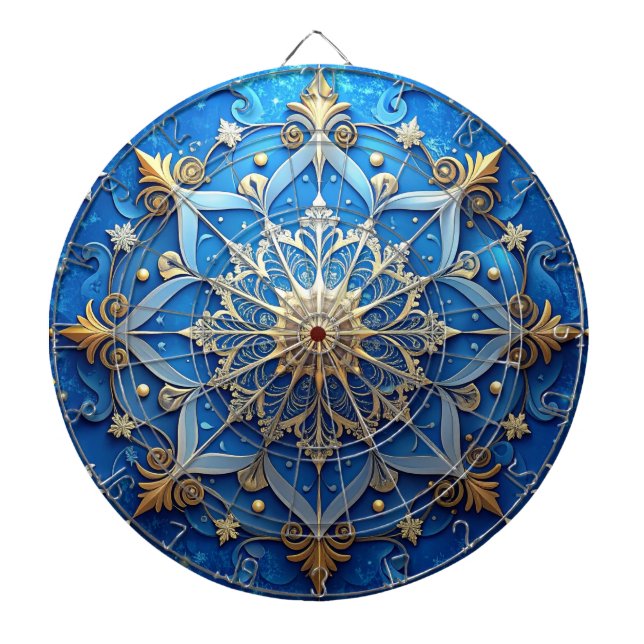 Blue Decorative Floral Dartboard Darttavla (Framsidan)