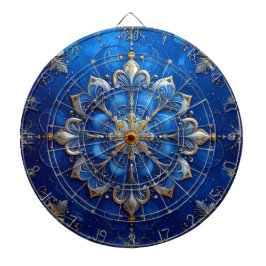 Blue Decorative Floral Dartboard Darttavla