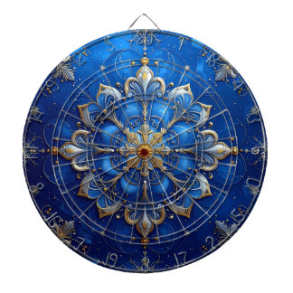 Blue Decorative Floral Dartboard Darttavla