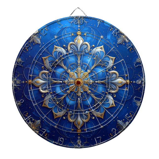 Blue Decorative Floral Dartboard Darttavla (Framsidan)