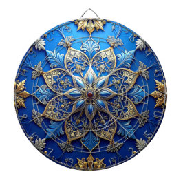 Blue Decorative Floral Dartboard Darttavla