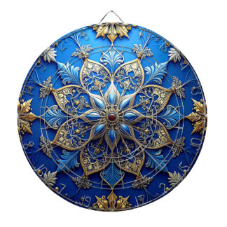 Blue Decorative Floral Dartboard Darttavla