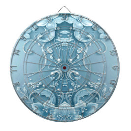 Blue Decorative Floral Dartboard Darttavla