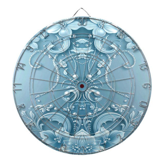 Blue Decorative Floral Dartboard Darttavla (Framsidan)