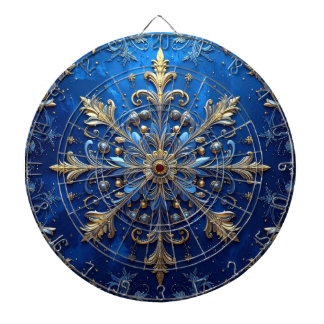 Blue Decorative Floral Dartboard Darttavla