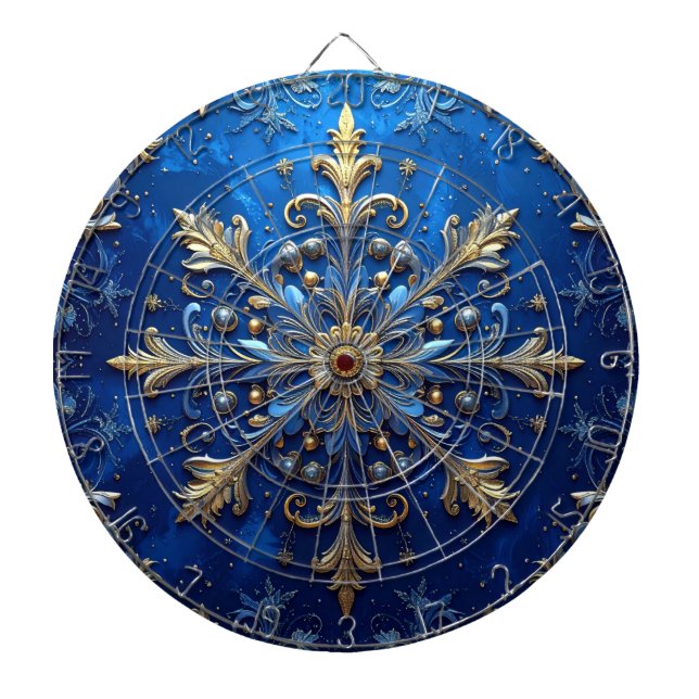 Blue Decorative Floral Dartboard Darttavla (Framsidan)