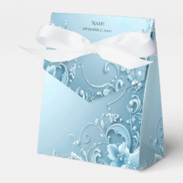 Blue Decorative Floral Favor Box Presentaskar