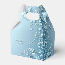 Blue Decorative Floral Favor Box Presentaskar