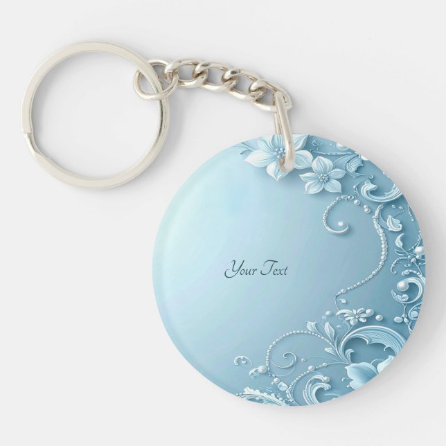 Blue Decorative Floral Keychain (Framsidan)