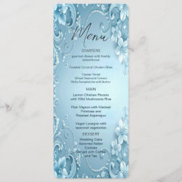 Blue Decorative Floral Menu Meny