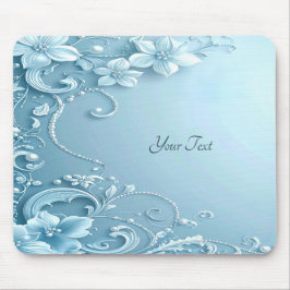 Blue Decorative Floral Mousepad Musmatta
