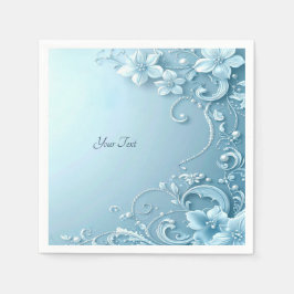 Blue Decorative Floral Pappersservett