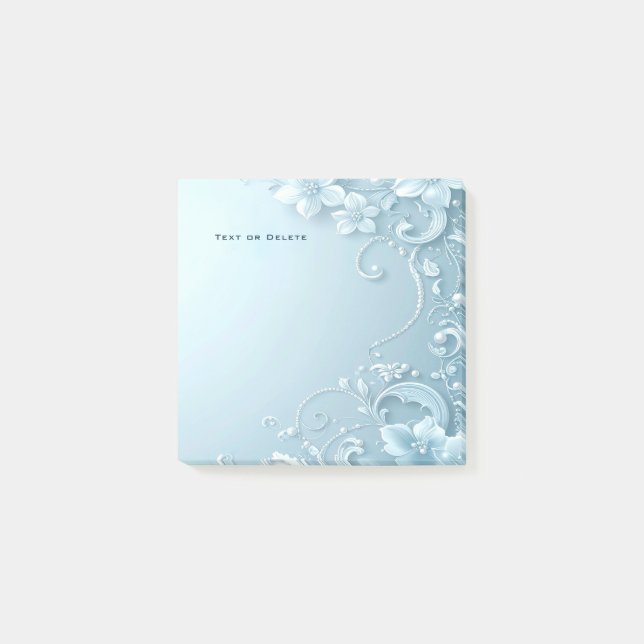 Blue Decorative Floral Post it Notes Post-it Block (Framsida)