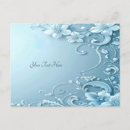 Blue Decorative Floral Postcard Vykort