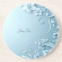 Blue Decorative Floral Sandstone Coaster Underlägg