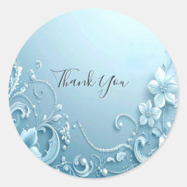 Blue Decorative Floral Sticker Runt Klistermärke