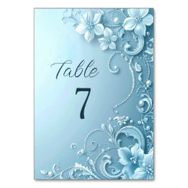 Blue Decorative Floral Table Number Bordsnummer
