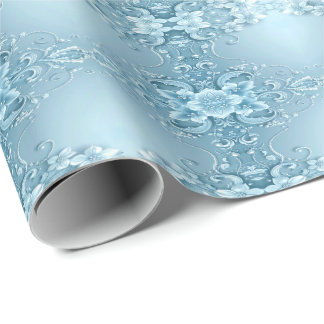 Blue Decorative Floral Wrapping Paper Presentpapper