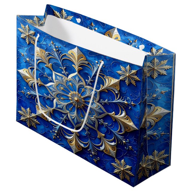 Blue Decorative Holiday Gift Bag (Framsidan Vinklad)