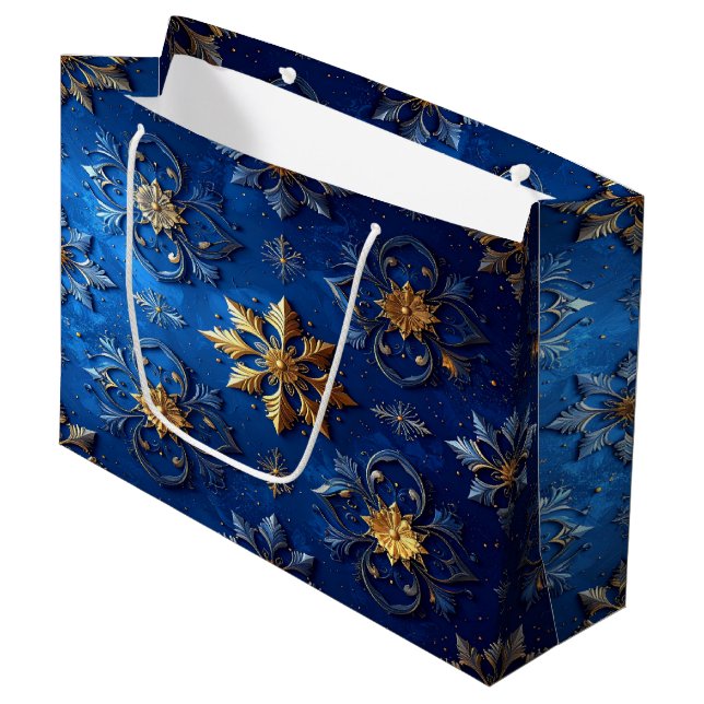 Blue Decorative Holiday Gift Bag (Framsidan Vinklad)