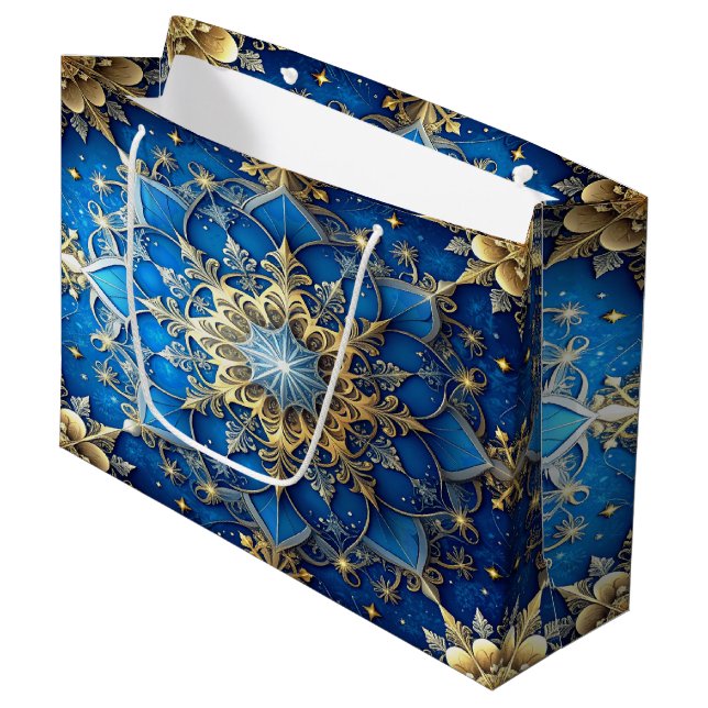 Blue Decorative Holiday Gift Bag (Framsidan Vinklad)
