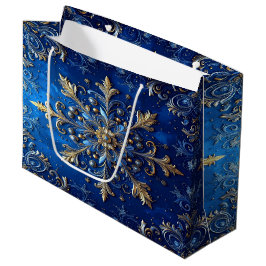 Blue Decorative Holiday Gift Bag
