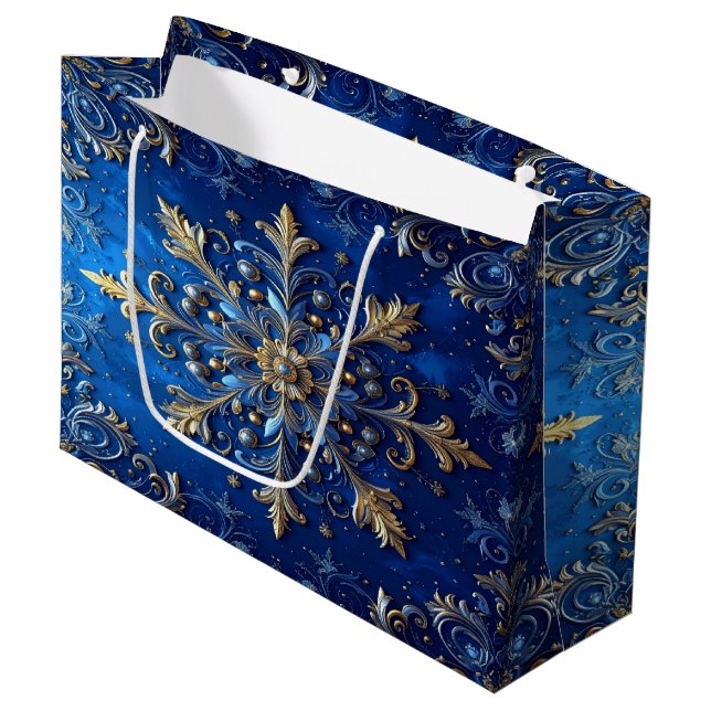 Blue Decorative Holiday Gift Bag (Framsidan Vinklad)