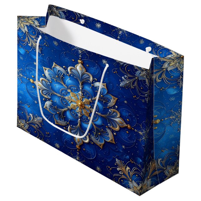 Blue Decorative Holiday Gift Bag (Framsidan Vinklad)