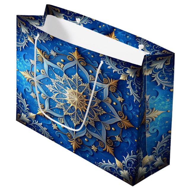 Blue Decorative Holiday Gift Bag (Framsidan Vinklad)