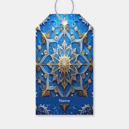 Blue Decorative Holiday Gift Tag Presentetikett