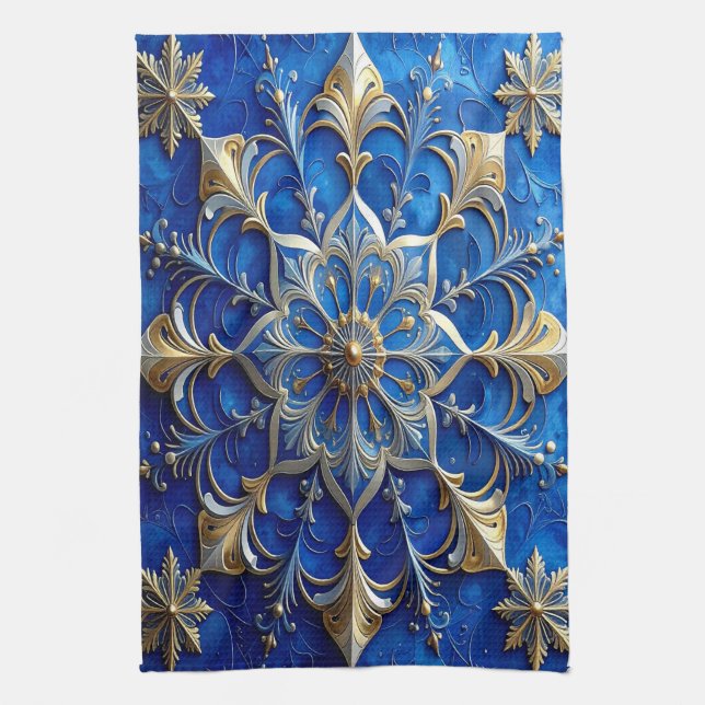 Blue Decorative Holiday Kitchen Towel Kökshandduk (Vertikal)