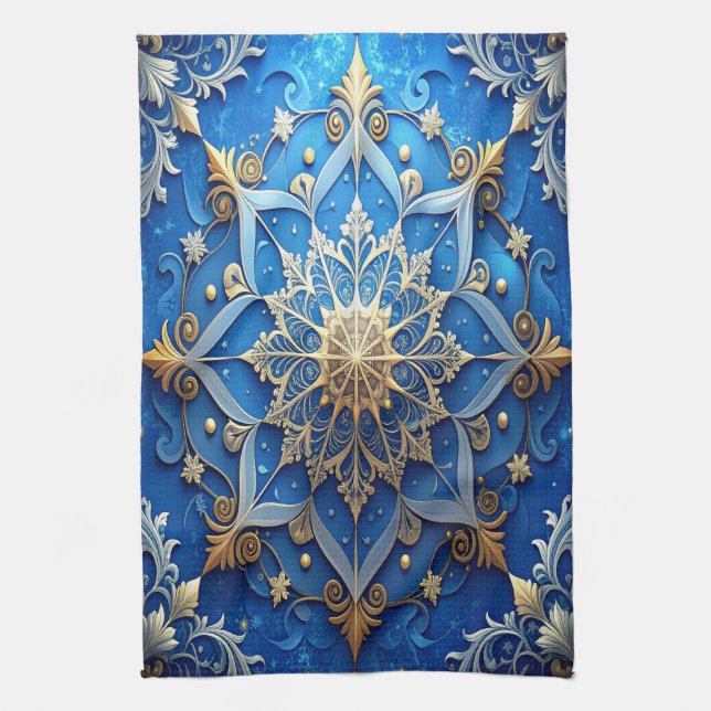 Blue Decorative Holiday Kitchen Towel Kökshandduk (Vertikal)