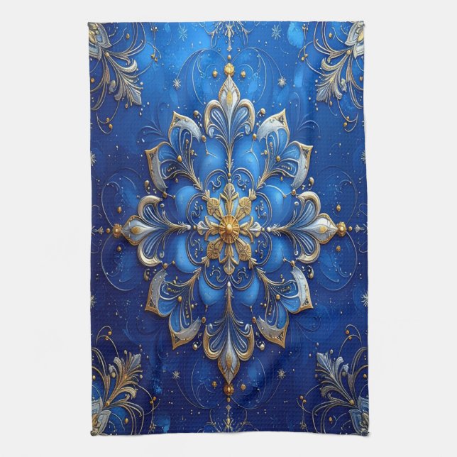 Blue Decorative Holiday Kitchen Towel Kökshandduk (Vertikal)