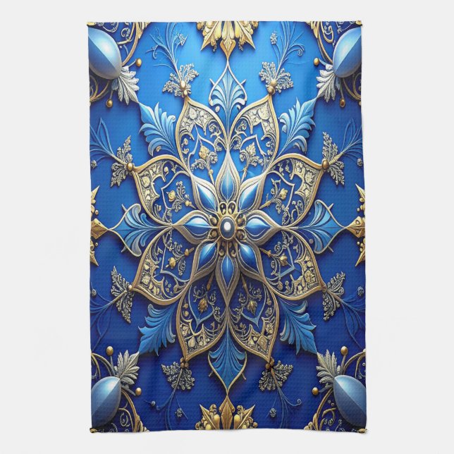 Blue Decorative Holiday Kitchen Towel Kökshandduk (Vertikal)