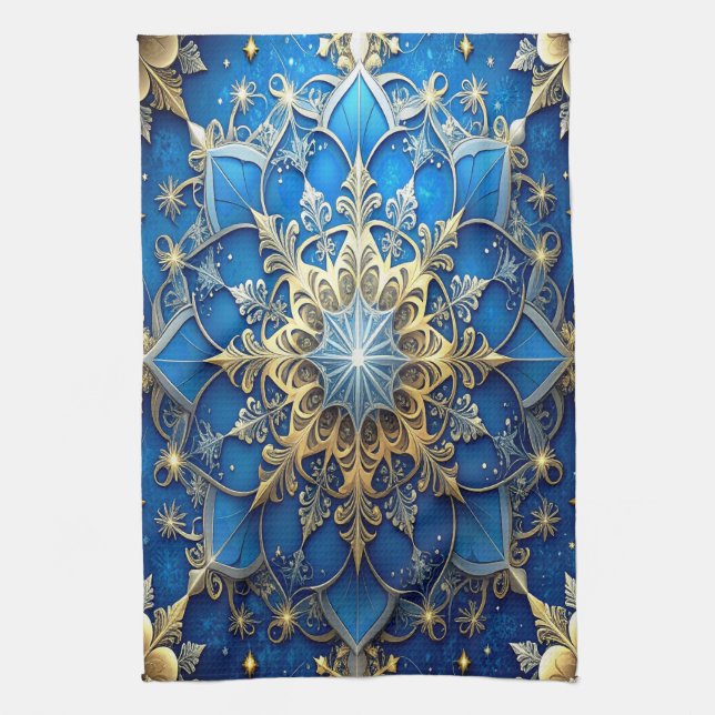 Blue Decorative Holiday Kitchen Towel Kökshandduk (Vertikal)